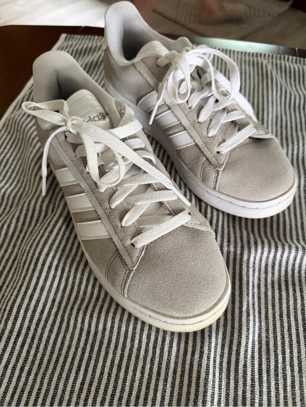 adidas Women's Suede Sneakers in Light Gray and White
